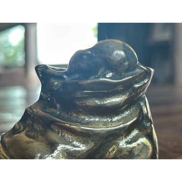 Antique Solid Brass shoe Match Holder With Mouse Figurine - Picture 7 of 8